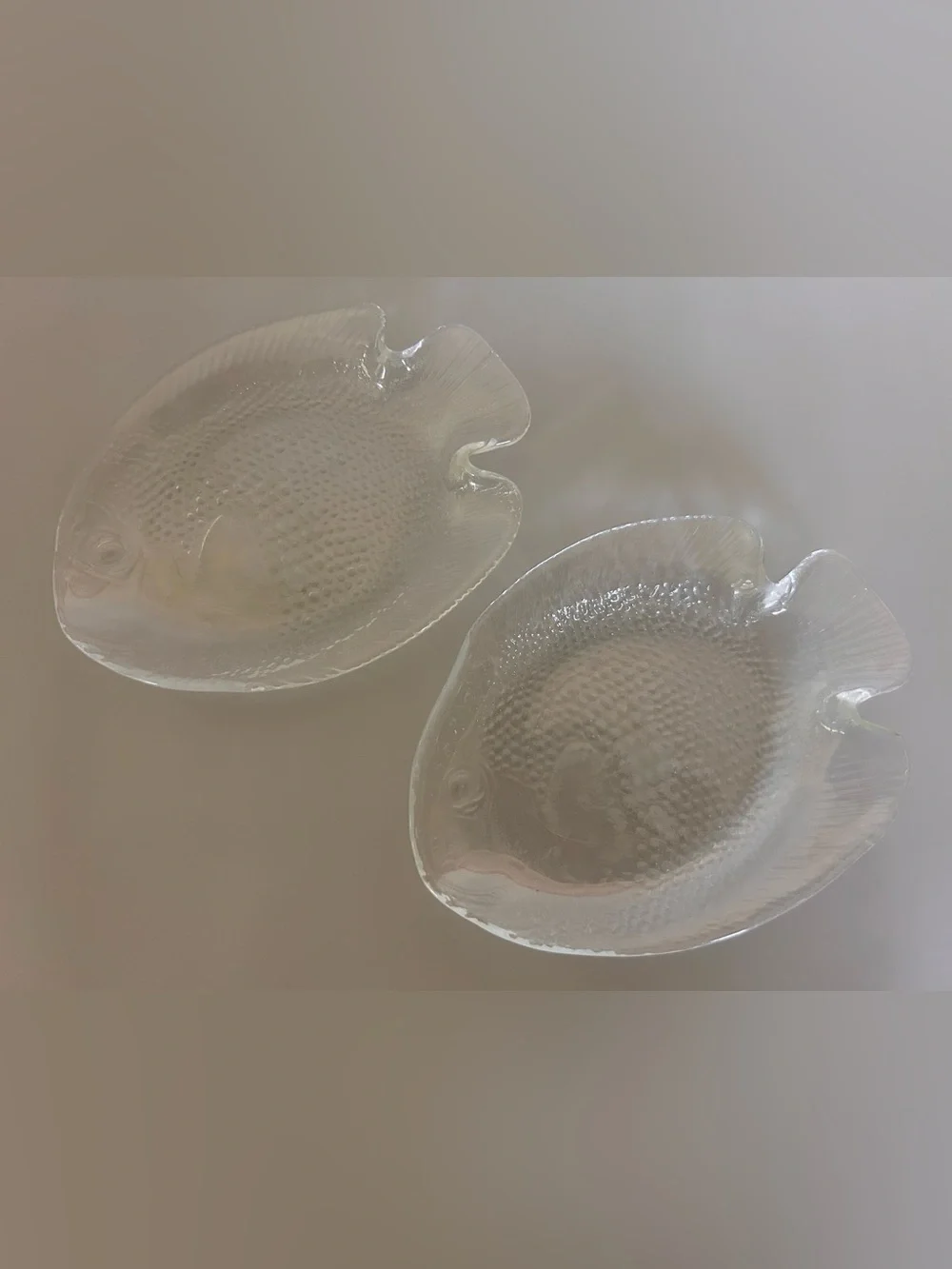 2 Arcoroc Glass Fish Dessert Plates France Vintage‎ Poisson 6.5in Coastal